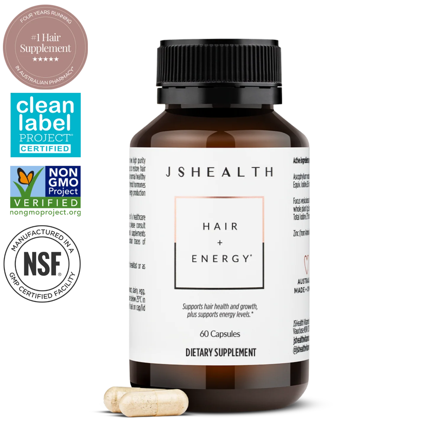 JS Health Hair + Energy Formula 60 count